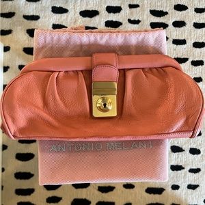 Antonio Melani Peach Leather Clutch